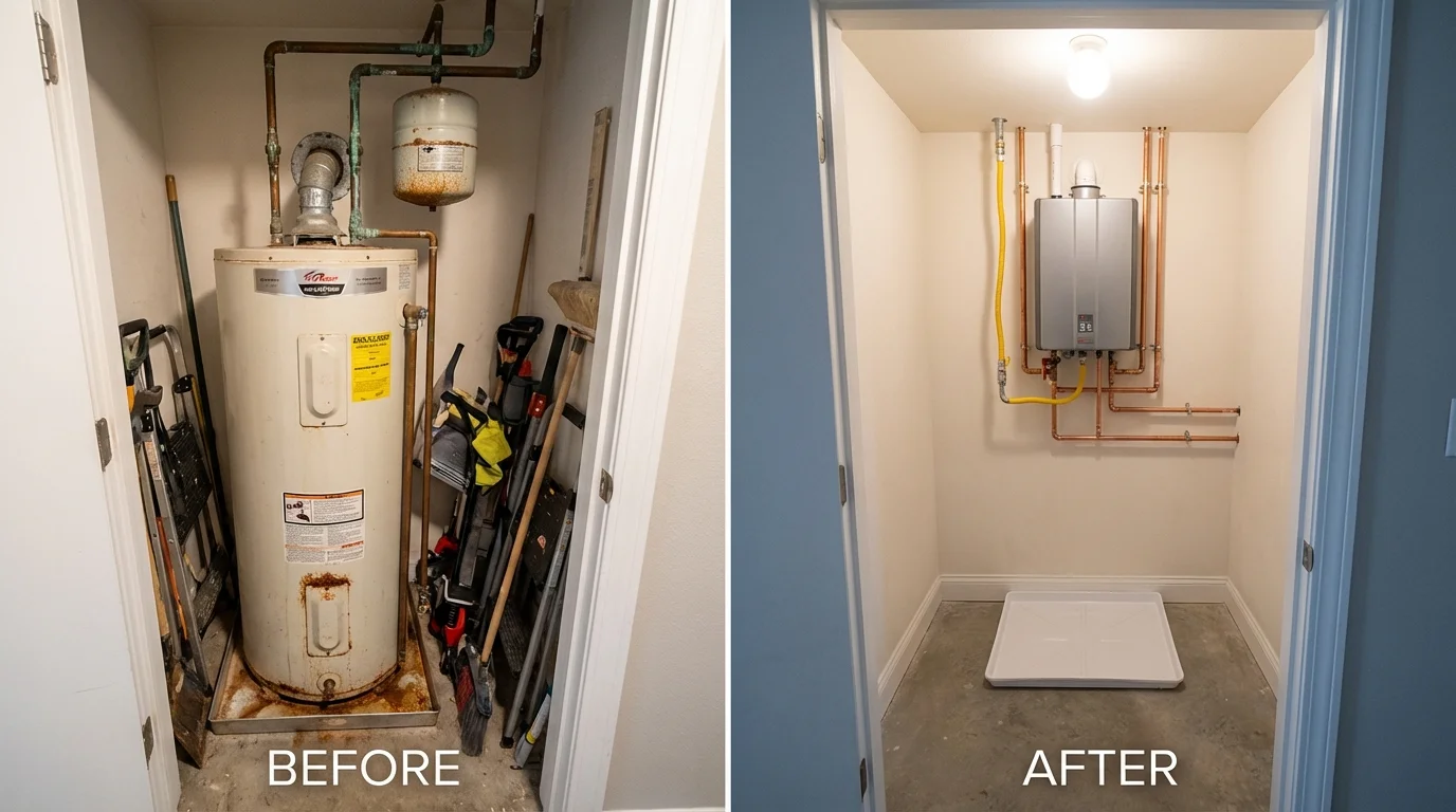 Tank water heater versus wall-mounted tankless unit comparison for Early, TX homeowners